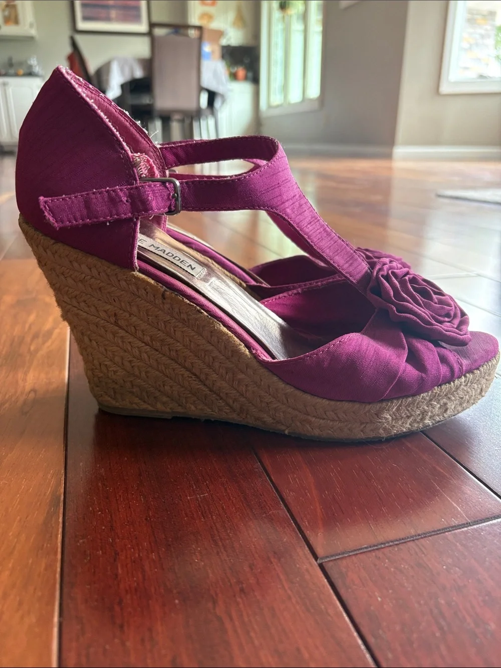 Steve Madden Fuchsia Floral Wedge Sandals